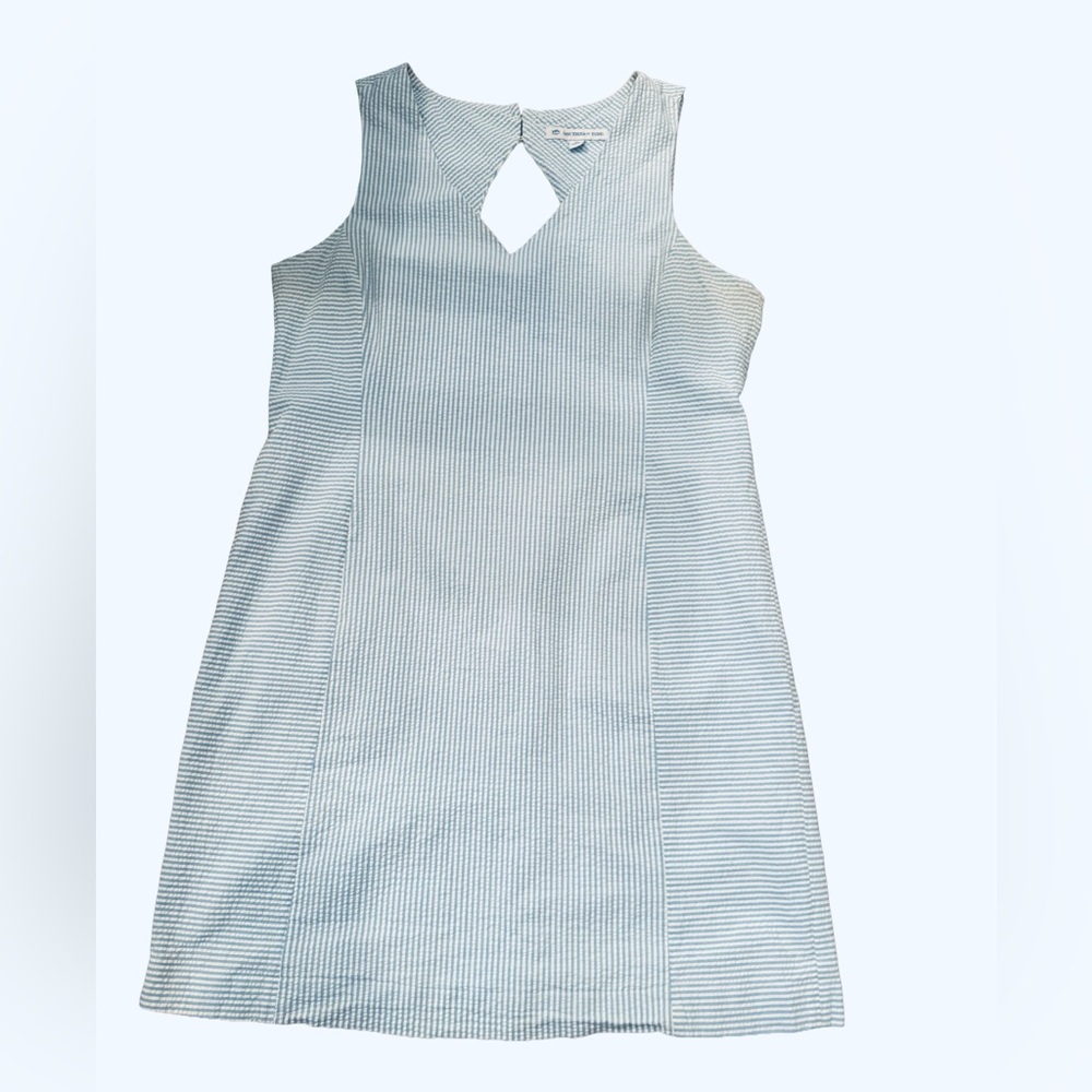 Southern tide L Striped Sleeveless Dress with Keyhole Neckline